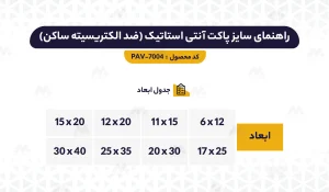 راهنمای ابعاد پاکت آنتی استاتیک (ضد الکتریسیته ساکن)