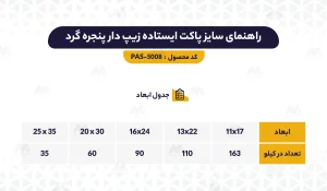 راهنمای ابعاد پاکت ایستاده زیپ دار پنجره گرد